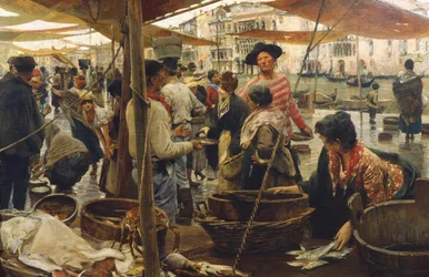 Gammelt fiskemarked i Venedig